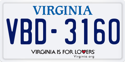 VA license plate VBD3160