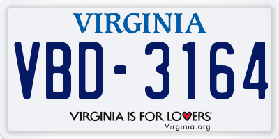 VA license plate VBD3164