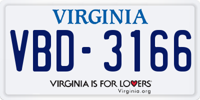 VA license plate VBD3166