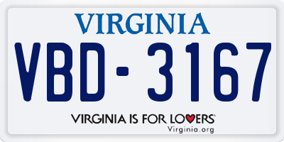 VA license plate VBD3167