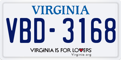 VA license plate VBD3168