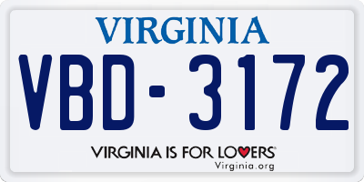 VA license plate VBD3172