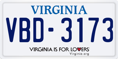 VA license plate VBD3173