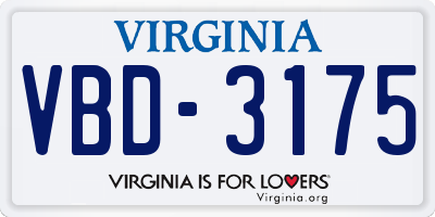VA license plate VBD3175