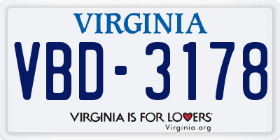VA license plate VBD3178