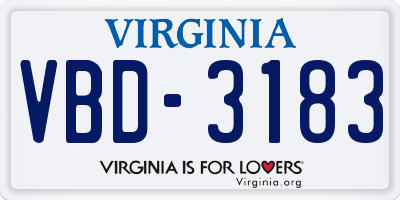 VA license plate VBD3183
