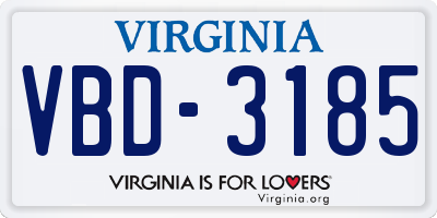 VA license plate VBD3185
