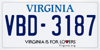 VA license plate VBD3187