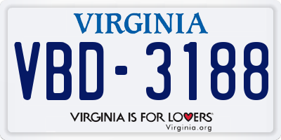 VA license plate VBD3188