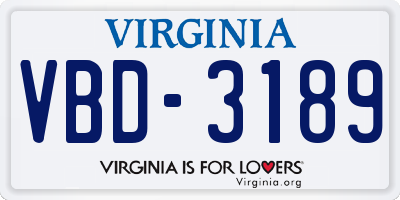 VA license plate VBD3189