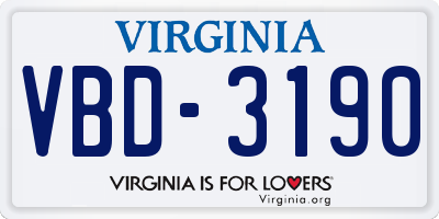 VA license plate VBD3190