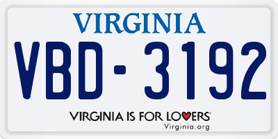 VA license plate VBD3192