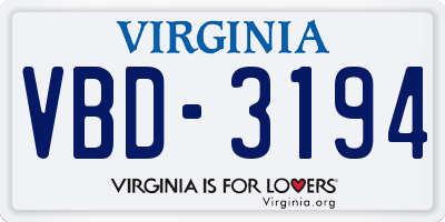 VA license plate VBD3194