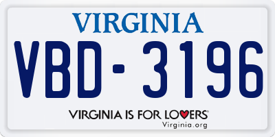 VA license plate VBD3196