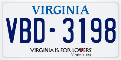 VA license plate VBD3198