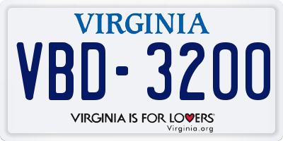 VA license plate VBD3200