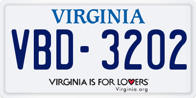 VA license plate VBD3202