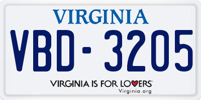 VA license plate VBD3205