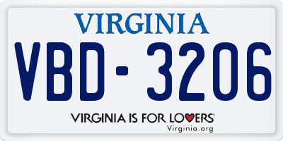 VA license plate VBD3206