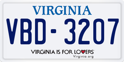 VA license plate VBD3207