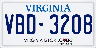 VA license plate VBD3208