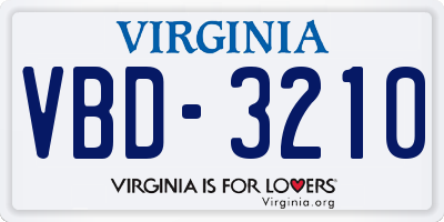 VA license plate VBD3210