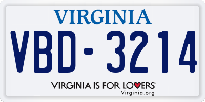 VA license plate VBD3214