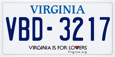 VA license plate VBD3217
