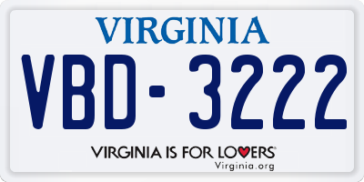 VA license plate VBD3222