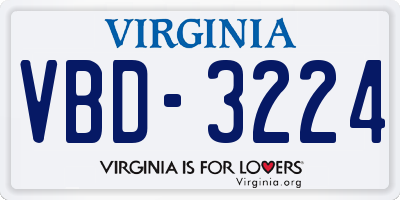 VA license plate VBD3224