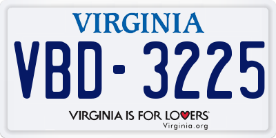VA license plate VBD3225
