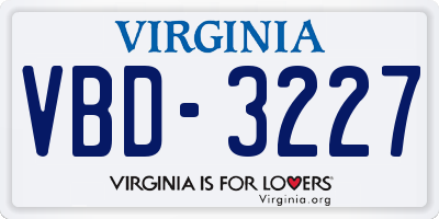 VA license plate VBD3227