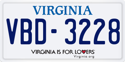 VA license plate VBD3228