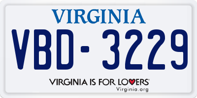 VA license plate VBD3229