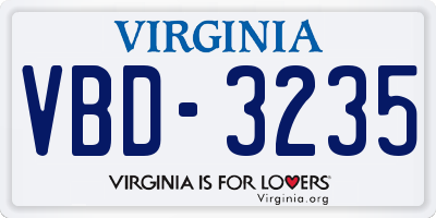 VA license plate VBD3235