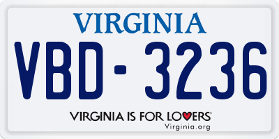 VA license plate VBD3236