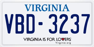 VA license plate VBD3237