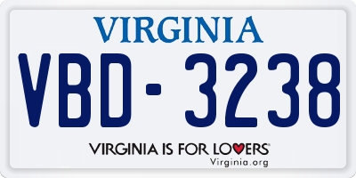 VA license plate VBD3238