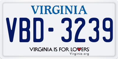VA license plate VBD3239