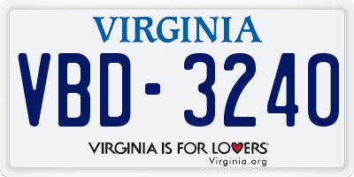VA license plate VBD3240