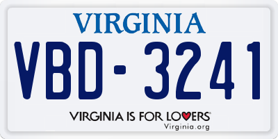 VA license plate VBD3241