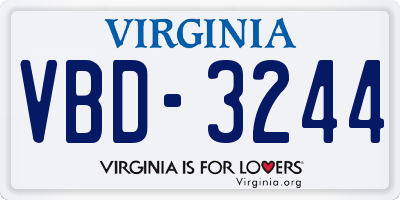 VA license plate VBD3244