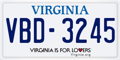 VA license plate VBD3245