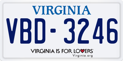 VA license plate VBD3246