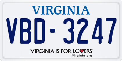 VA license plate VBD3247
