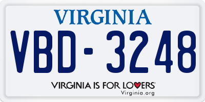 VA license plate VBD3248