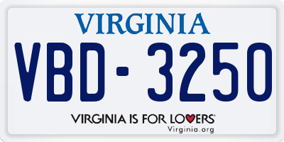 VA license plate VBD3250