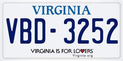 VA license plate VBD3252
