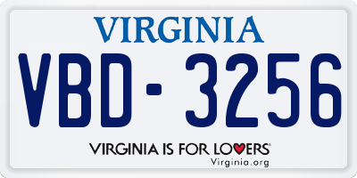 VA license plate VBD3256