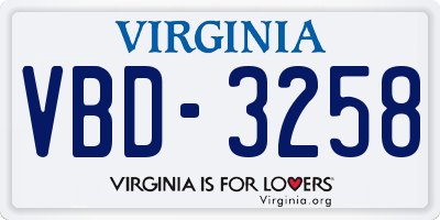 VA license plate VBD3258